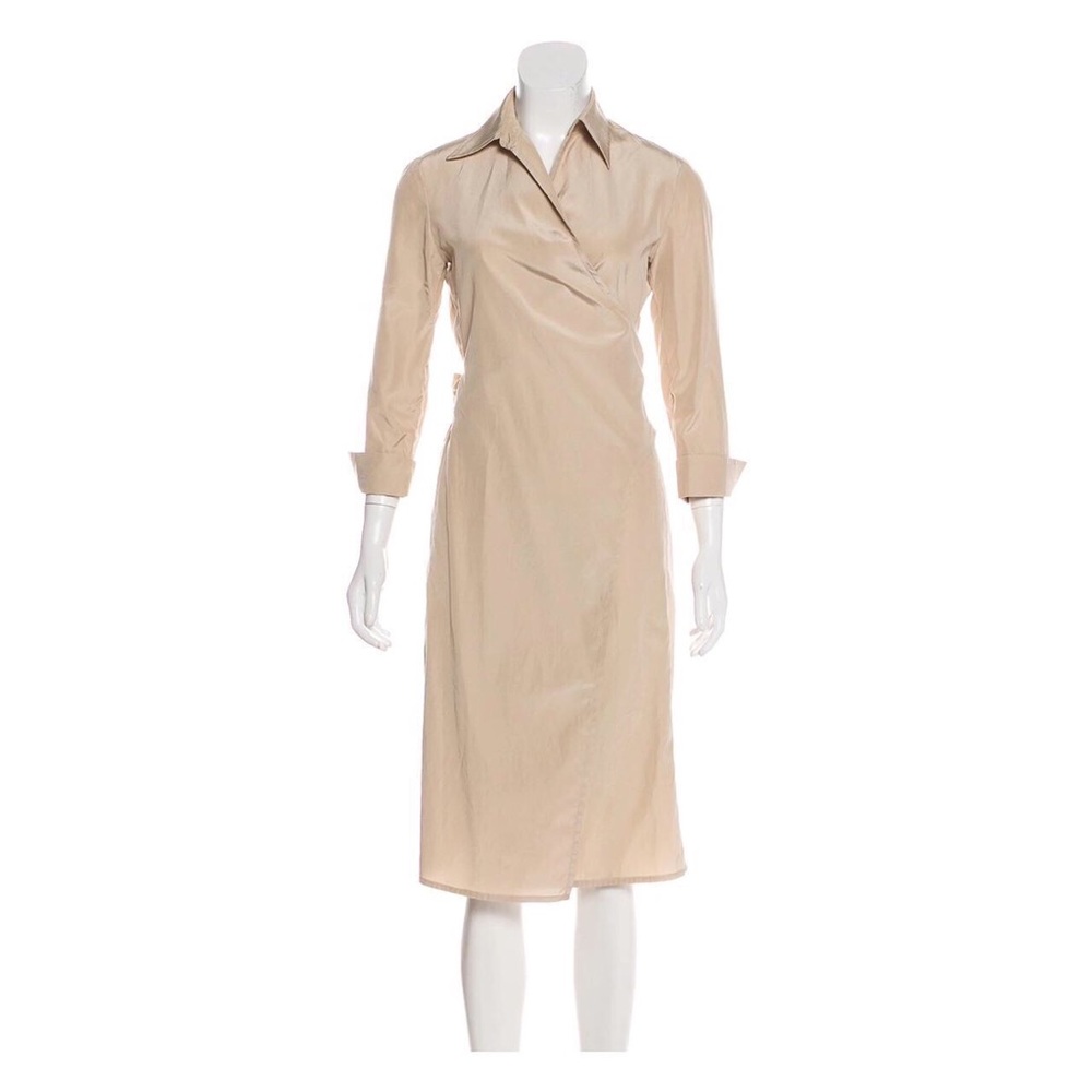 Max Mara beige wrap dress.